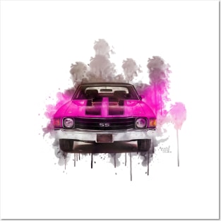 Chevy Chevelle SS Color Bomb Pink Posters and Art